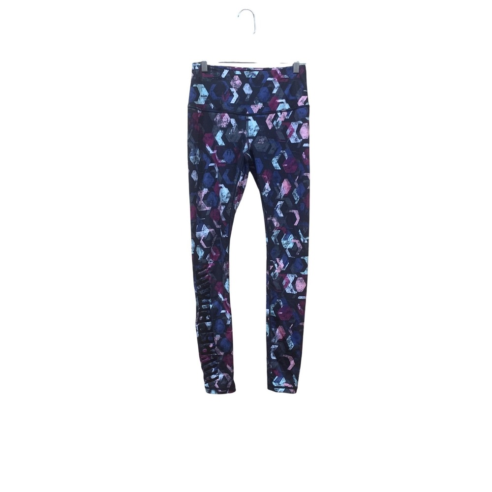 Reebok Leggings Womens Small Geometric Print High Rise Athletic Workout Pants